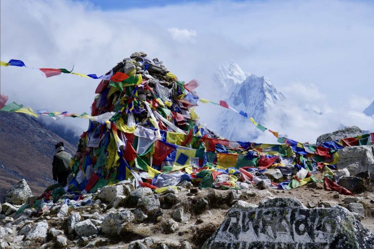 Mountains with fogg and snow | trek to base camp mt everest